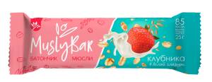 Батончик мюсли MuslyBar Клубника в белой глазури 25г
